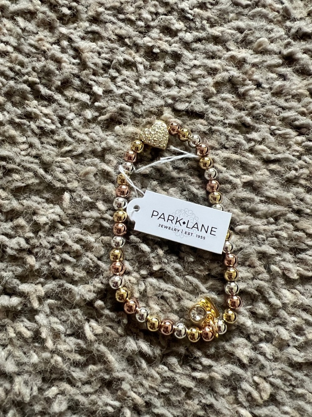 Park Lane Tri-Tone Beaded Bracelet with Sparkling Heart